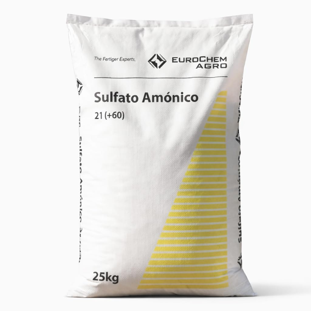 Suinga Sulfato Amónico 21%, Saco de 25 Kg de Abono | El azufre es un nutriente indispensable en todos los cultivos | Abono para Cultivos | Ideal para Árboles Frutales | Acción Inmediata