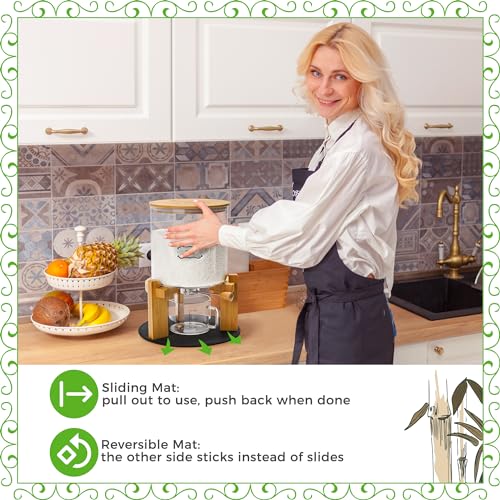 Belle Parc Glass Rice Dispenser 10 lbs, with Airtight Lid & Labels & Slider mat. Make your glass rice container Glass AND Bamboo rice container! Best 5L capacity grain dispenser and rice holder - Thumbnail 4