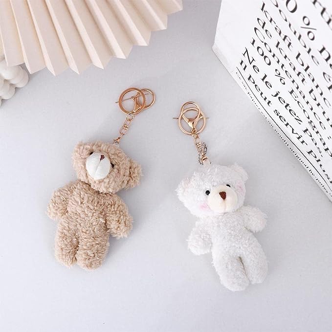 Miniatura 4 de Llavero de peluche con forma de oso marrón y corazón rosa para mochila, llavero de felpa de algodón suave, juguete para regalo, bolsa de regalos de