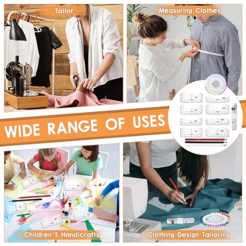 Regla De Alineación De Camisetas, 8 Piezas Regla De Camiseta PVC con Cinta Métrica De 1,5 m 40 Agujas 3 Lápices De Colores, Herramientas De Alineación De Camisetas, Guía De Reglas De Camiseta