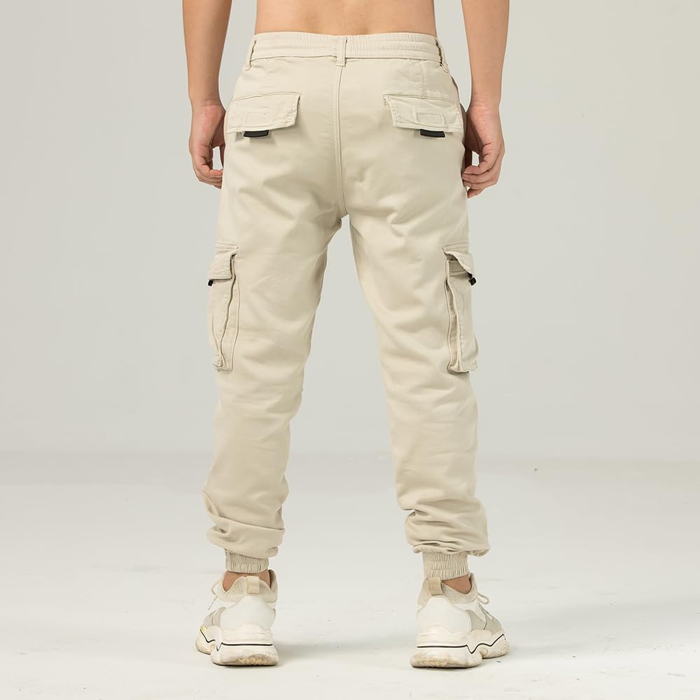 TONY BACKER Pantaloni Cargo Uomo in Maglia di Cotone Multitasche Laterali Casual e Chiusura Coulisse e i Lacci nella Vita 7905