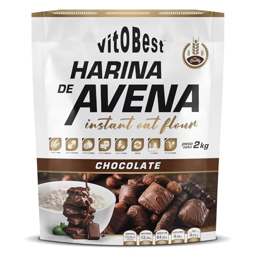 VITOBEST | Harina de Avena Cereales (Bolsa) | 100% integral rica en fibra soluble | Ideal para mantener una dieta sana y balanceada | Sabor Chocolate - 2 kg