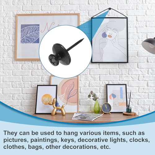 Image of uxcell 50 Pcs Double Headed Picture Hanging Nail, Zinc Alloy Push Pins Picture Hangers Double Headed Thumb Tacks for Hanging Pictures, Black