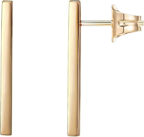 PAVOI 14K Gold Plated Sterling Silver Post Dainty Mini Bar Stud Earrings Gold Earrings for Women