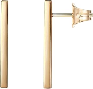 PAVOI 14K Gold Plated Sterling Silver Post Dainty Mini Bar Stud Earrings | Gold Earrings for Women