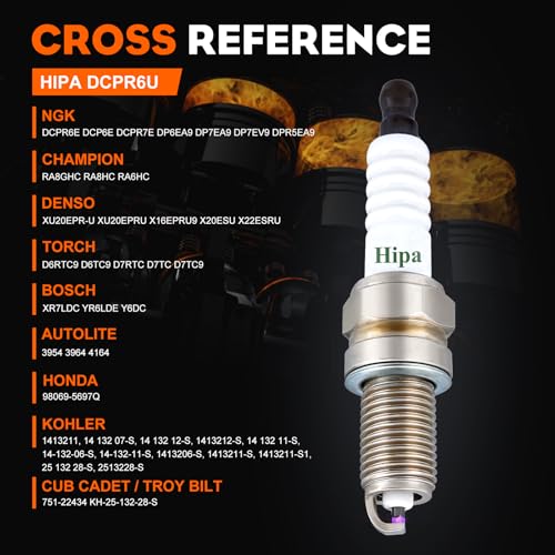 Image of Hipa DCPR6E Spark Plug for NGK 3481 Kohler 14 132 11-S XT675 XT650 XT149 XT800 XT775 6.75 1413211