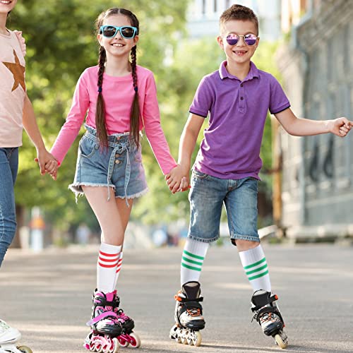 6 Pairs Knee Tube Socks Roller Skate Socks Athletic High Socks For Girls Youth Kids (White, 7-12 Year) #TOP5