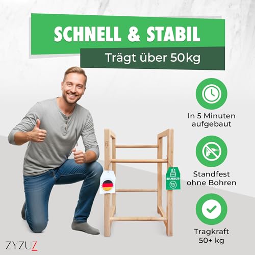 ZYZUZ® Getränkekistenregal 2 Kisten aus hochwertigem Bambus-Holz – extra stabil & freistehend Kistenregal (Heavy Duty) – stilvolle Ordnung & Natürlichkeit für Ihr Zuhause | Einweihungsgeschenk