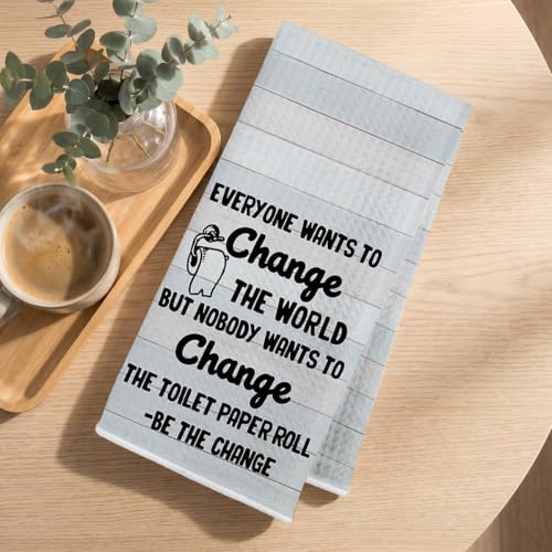 Image of 2 Pcs Funny Hand Towels for Bathroom, Humorous Quotes Hand Towels | Humorous Dish Cloths for Drying Dishes, Waffle Dish Towels for Bathroom Decor, Funny Gifts for Women Girls Friends