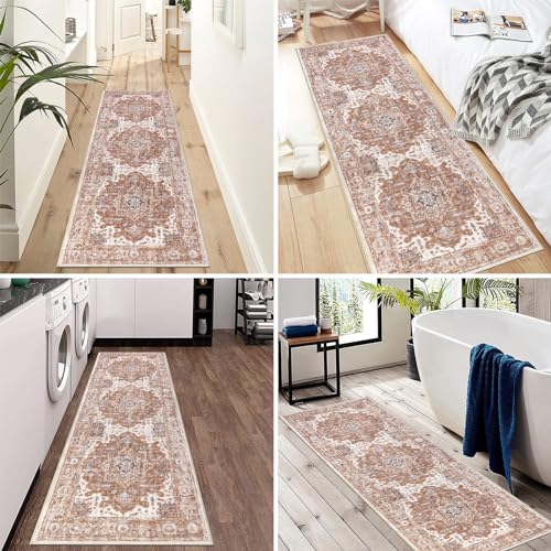 Pauwer Boho Hallway Runner Rug 2x6 Washable Entryway Area Rugs Non Slip Farmhouse Vintage Floor Mat Carpet Runner for Hallways Laundry Room Kitchen Bathroom Bedroom