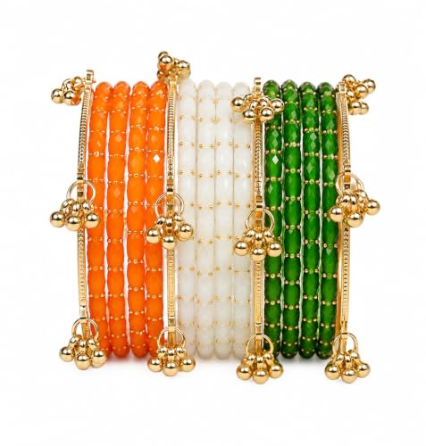 Image of Kashmiri Ghangharoo Glass Bangle Set for Women| Light Weight Bangles | Traditional Transparent Fancy Glass Chudi Set for Wedding, Party.