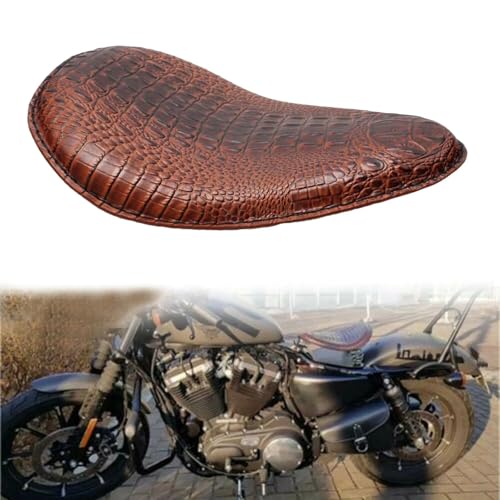 Sillín para motocicleta Bobber en cuero marrón de alta calidad