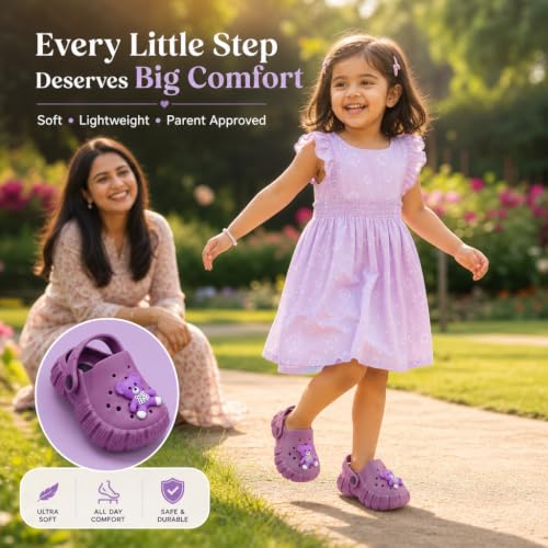 Image of GIMME ! Little Monkey, Toddler Clogs Slippers, 12 Months to 6 Years, Baby Boy, Waterproof, Lightweight, Cute Cartoon Fun Charms, Pink, Non-Slip Sole