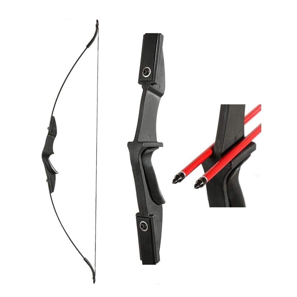 Arco e Frecce Tiro con L'Arco Arco Ricurvo Gioventù Tiro con L'Arco 57" Takedown Ricurvo Arco da Caccia Nero Lungo Arco for Principianti Adolescenti Destra Sinistra Mano Nera