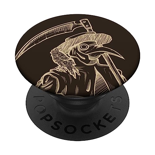 Plaque Doctor with Scythe and Crow PopSockets Adhesive PopGrip, Black