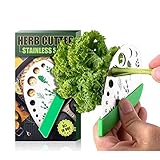 Leaf Herb Stripper 9 Holes Graters, Stainless Steel Kitchen Gadgets Peeler Tool, 2in1 Curved edge kitchen knife Cutter for Kale, Chard, Collard Greens, Parsley, Basil, Rosemary, Thyme