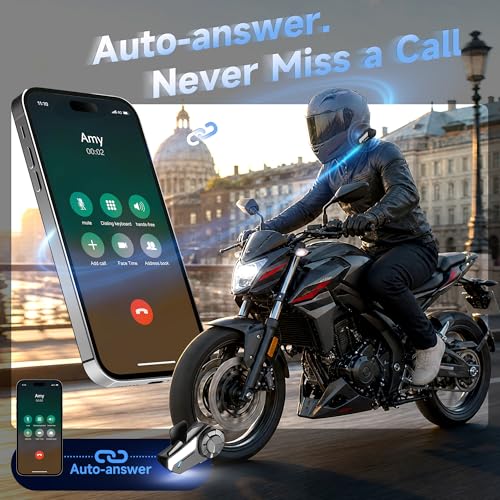 Image of Moman Motorcycle Intercom, 2-Way Intercom Communication Systems, FM Music Sharing, Hi-Fi Stereo, CVC Noise Cancellation, Waterproof BT5.1 Group Helmet Speaker Headset, for Dirt Bike /ATV(H2S 1 Pack)
