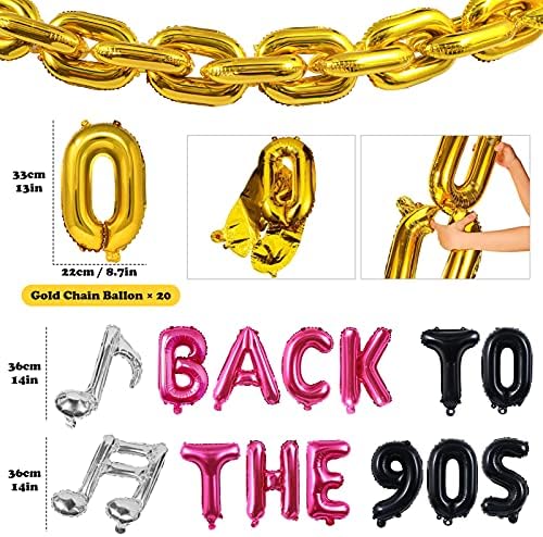 90s Party Decorations Adults Hip Hop Party Retro Inflatable Mobile Phone Radio Boombox Microphone Back to the 90s Balloon Foil Chain Balloons Musical Note 90s Themed Party Decorations Supplies