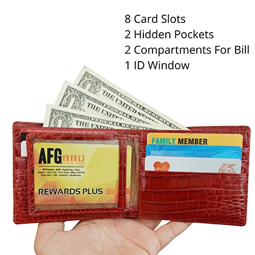 Image of HATA Men Leather Bifold Wallet RFID Blocking Front Pocket Exotic Billfold Handmade Gift For Birthday Wedding Anniversary Father's Day
