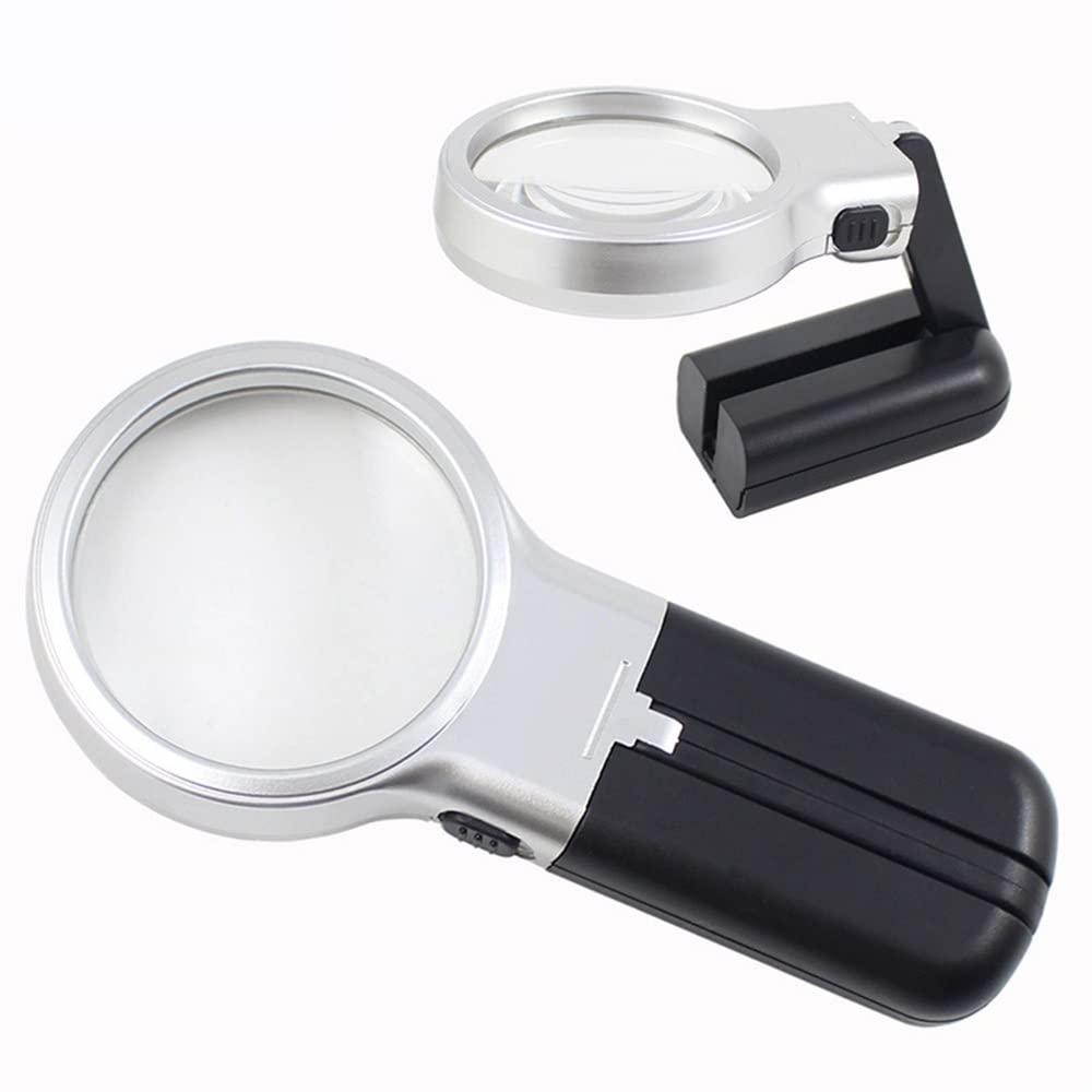asdchZen Microscope Accessories Kit Slide Preparation Camer Handheld Reading Magnifier With Light 3X Foldable 2 Led Magnifying Glass Portable Monocle Microscope Accessories