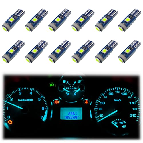 ecocstm 12 PCS T5 LED Bulbs, 74 73 37 2721 Instrument Cluster Light Bulb
