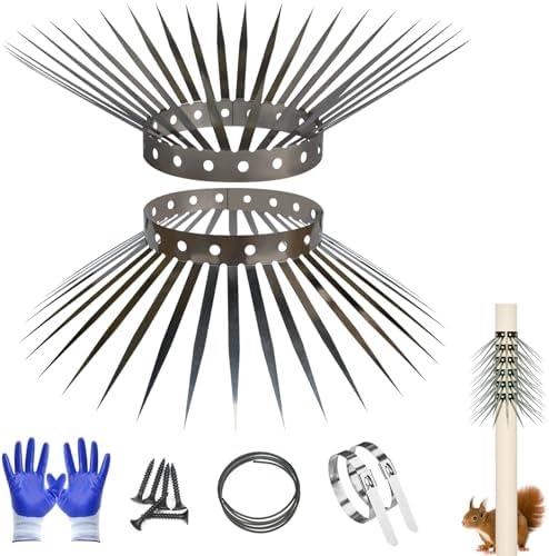 Squirrel Prevention Bird Feeder That Surprised Us – See Why 8 Bird Spikes, Squirrel Spikes and Squirrel Baffles Keep Raccoons, Cats and Snakes Away from Gardens, Fences and Climbing Bird Feeder Poles. (40 inches)