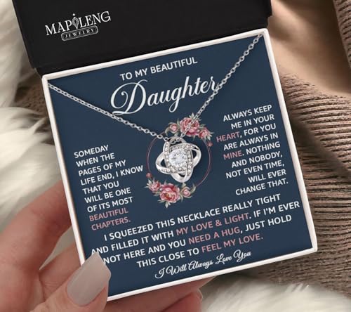 To My Daughter Necklace From Dad Or Mom With Heartfelt Message & Elegant Box - Valentines, Mother's Day Gifts, Jewelry Gift For Daughter From Mother Or Father On Birthday, Graduation & More3