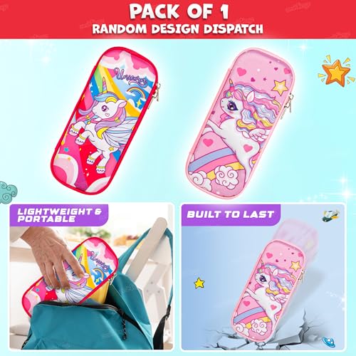Image of Zest 4 Toyz Unicorn Pencil Case for Kids Pencil Pouch Large Capacity Pencil Box Case for Kids Pencil Pouch for Girls and Boys(Random Design Dispatch)- Multicolor