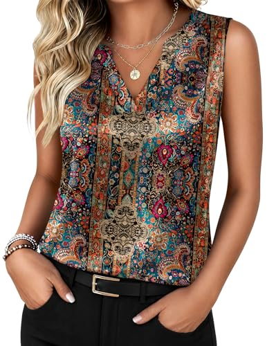 Zeagoo Floral Summer Tops for Women Loose Fit Silk Tank Tops 2026 - image 1