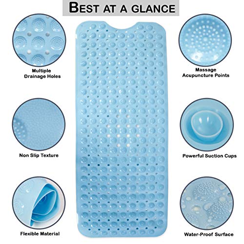 HOKIPO-Extra-Long-Bath-Tub-Mat-With-Anti-skid-Suction-Cups-Blue-PVC-40-cm-X-100-cm HOKIPO Extra Long Bath Tub Mat With Anti-skid Suction Cups (Blue, PVC, 40 cm X 100 cm)