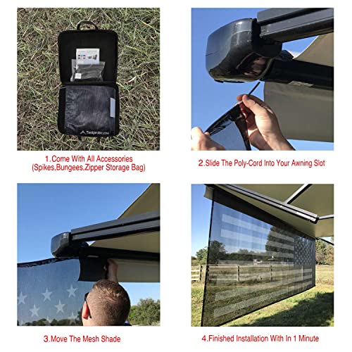 Tentproinc-RV-Awning-Sun-Shade-Screen-7-X-12-3-American-Flag-Black-Mesh-Sunshade-Camper-Trailer-Awning-Shade-Screen-UV-Blocker-Completed-Kits Tentproinc RV Awning Sun Shade Screen 7 X 12 3 American Flag Black Mesh Sunshade Camper Trailer Awning Shade Screen UV Blocker Completed Kits
