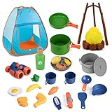 Puppyoyo Kids Camping Set with Tent, Pretend Play with Campfire, Camping Gear Tool Set for Girls...
