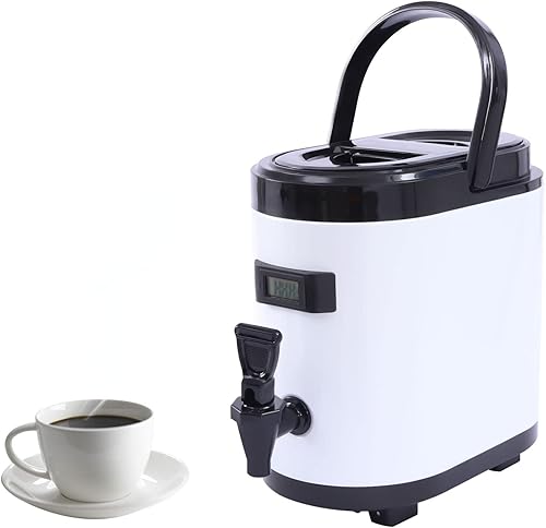 Miniatura 10 de Dispensador de bebidas aislado, dispensador de bebidas de acero inoxidable de 10 l2.64 galones con termómetro, dispensador de bebidas frías y