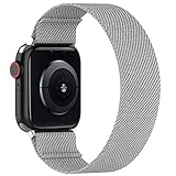 BMBEAR Stretchy Solo Loop Bands Compatible with Apple Watch 38mm 40mm 41mm Braided Elastic Weave Nylon Wristbands Women Men Straps for iWatch Series 7/6/5/4/3/2/1/SE Light Gray