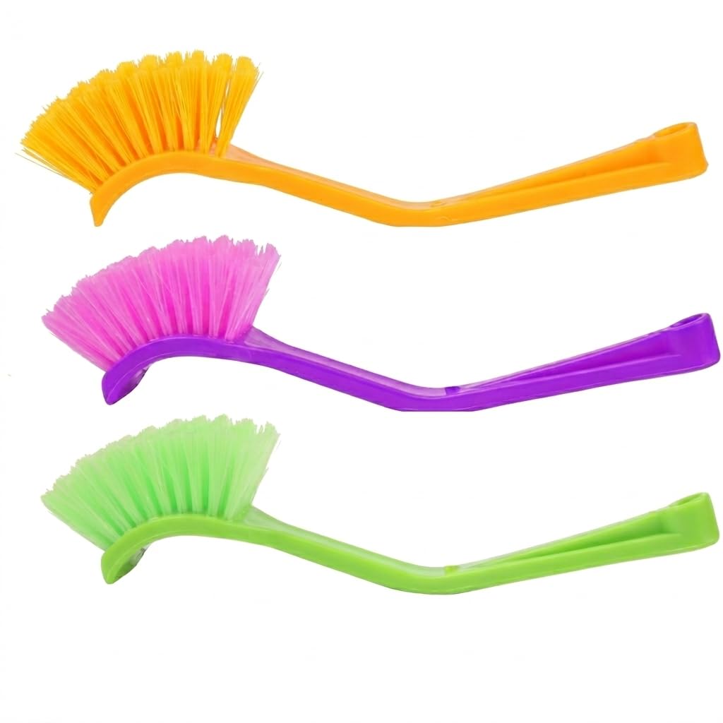 Mazome 3 Pc Washbasin Cleaning Brush | Mini Sink Cleaner for Kitchen | Small Handy Scrubber for Basin Cleaning | Multifunctional Sink Brush | Multicolour Virgin Plastic-image-36