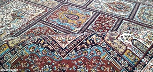 Image of High Density Export Quality Classical Pure Silk Carpet for Your Hall & Living Room 4 X 6 Feet (90x150 cm) Ivory Multi