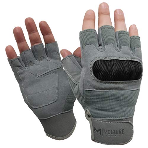 Tactical Half Finger Hard Knuckle Gloves, Fingerless Glove, Combat Training Gear, Hunting Paintball Outdoor Sports (Medium, Foliage)