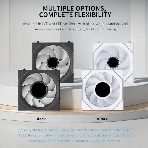 Image of Lian Li UNI Fan SL-INF Flex 120mm Normal Blade (NOT Reverse) ARGB Fan, Single Pack, Infinity Mirror, Controller Not Included, White (12SLIN1F1W)