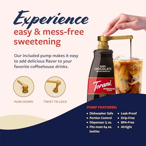 image for Torani Puremade Dark Chocolate Sauce for Coffeehouse Drinks and Desser