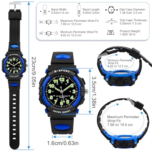 Image of CKV Kids Watch for Boys Girls Ages 5-12, Waterproof Time Teacher Easy to Read Analog Sport Outdoor Children Watches with Soft Band for Kids