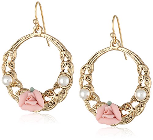 1928 Jewelry Gold-Tone Rose Drop Earrings