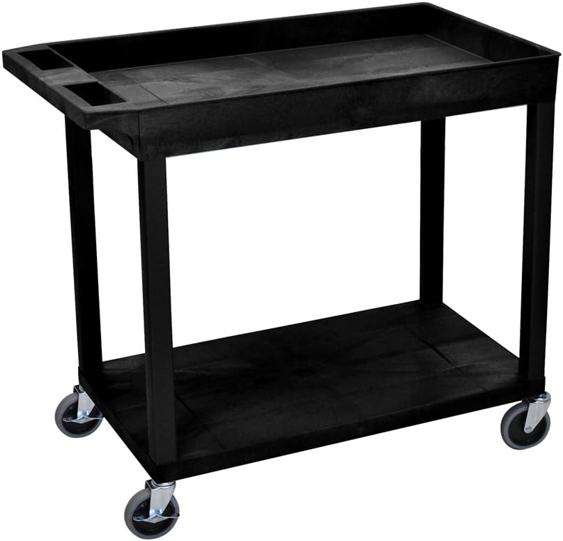 LUXOR EC111B Tub Storage Cart 3 Shelves Black,32" x 18