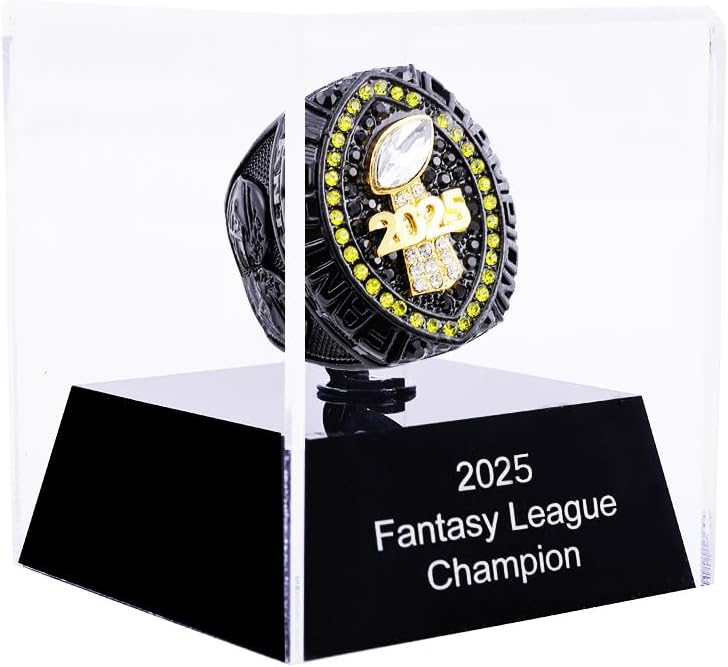 2025 Fantasy Football Championship Ring | Heavy FFL Champion Trophy Ring | Gold Silver Tone Plated Award Trophy for Fantasy Football League Winner
