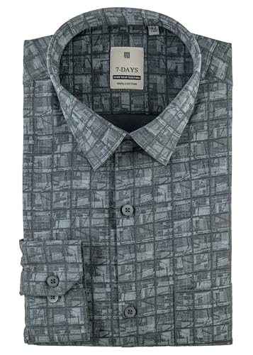 Image of 7-DAYS Men's Premium Printed Shirt - 100% Cotton, Regular Fit, Full Sleeve, with Pocket - Versatile for Formal Occasions and Casual Wear