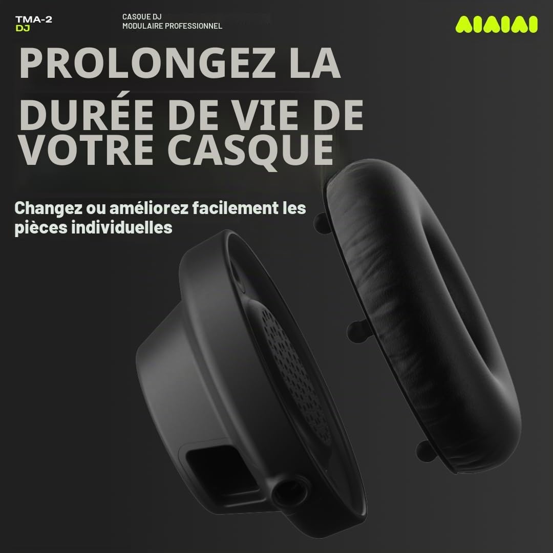 Aiaiai TMA-2 DJ - Casque DJ Professionnel on-Ear avec Basses puissantes, Construction Durable et Coussinets à Haute Isolation sonore, Design modulaire avec pièces Facilement remplaçables