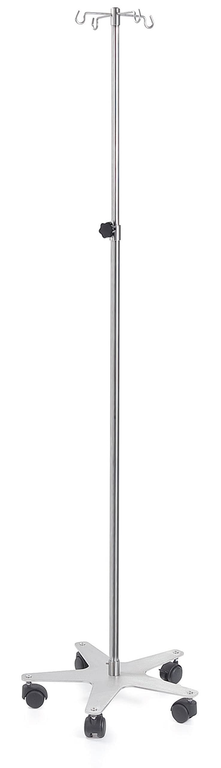 Asta Porta flebo in acciaio inox 4 ganci e base in acciaio inox portata maggiorata