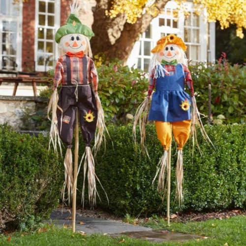 Marco Paul 160cm Large Outdoor Scarecrow Halloween Decoration - 2 pack Scarecrow Garden Decorations for Autumn Harvest Decorations, Garden Bird Deterrent and outdoor halloween decor