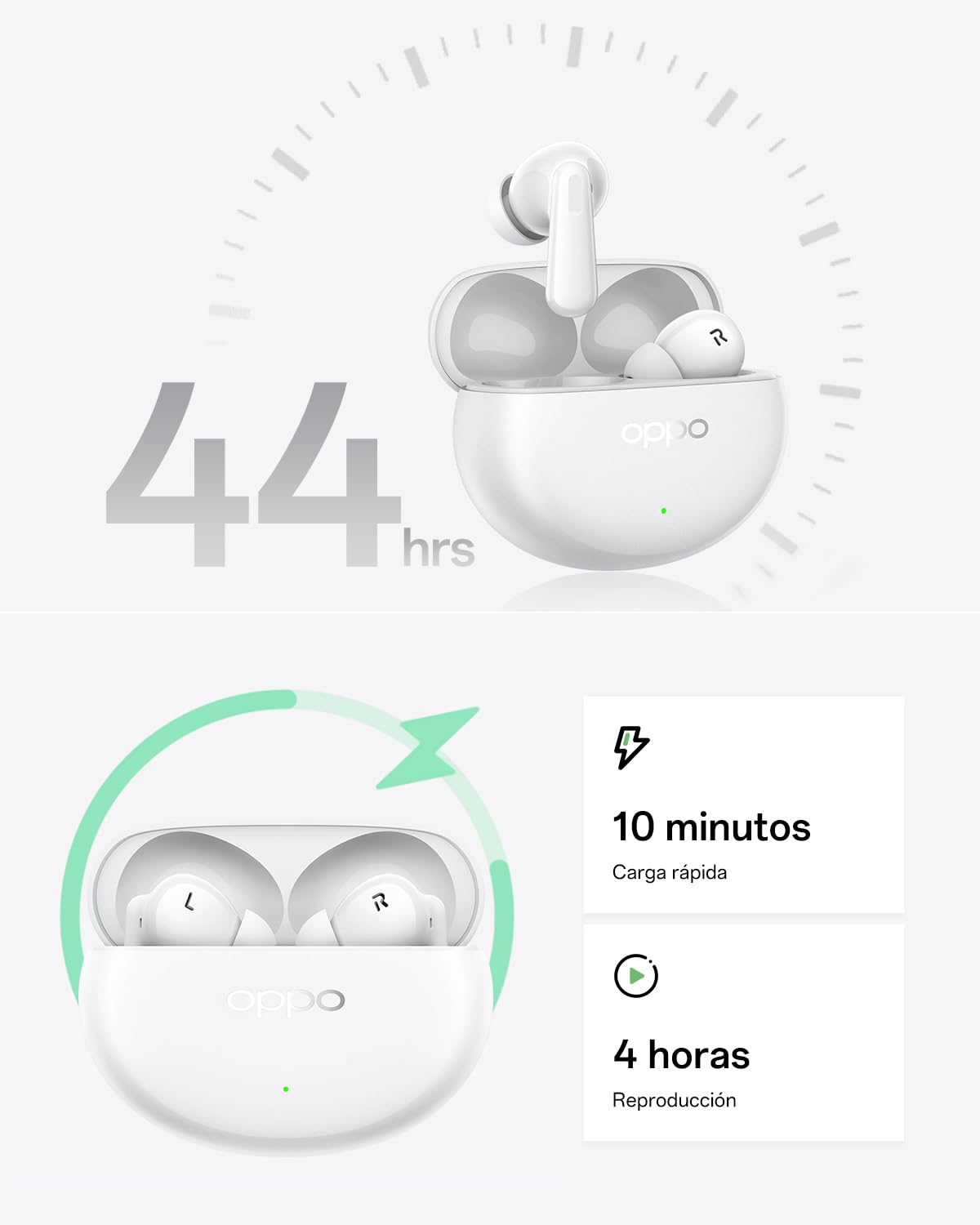 OPPO Enco Air4 Pro True Wireless Earbuds, Bluetooth 5.4 In-Ear Headphones Stereo, Hi-Res Audio, 44H Playtime, 49dB Noise Cancelling, Transparency Mode, Triple-Mic System, Deep Bass, IP55, White