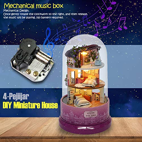 Diy Miniature Dollhouse Kit With Furniture, Spin Rotate Music Box, Led Wooden Mini House Set,Best Gift Birthday Christmas Valentine's Wedding Day For Kids Girls Women Lovers #TOP2