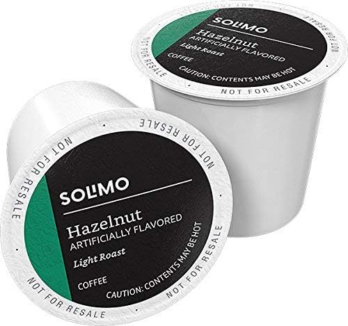 Amazon Brand - Solimo Light Roast Coffee Pods, Compatible with Keurig 2.0 K-Cup Brewers, Hazelnut Flavored, 100 Count (Pack of 1)